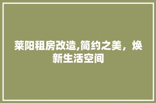 莱阳租房改造,简约之美，焕新生活空间