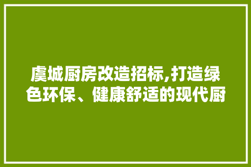 虞城厨房改造招标,打造绿色环保、健康舒适的现代厨房空间