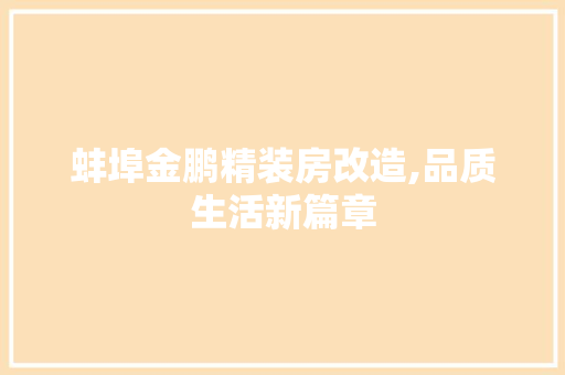蚌埠金鹏精装房改造,品质生活新篇章
