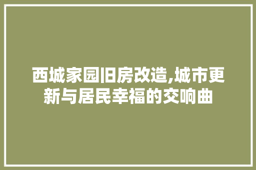 西城家园旧房改造,城市更新与居民幸福的交响曲
