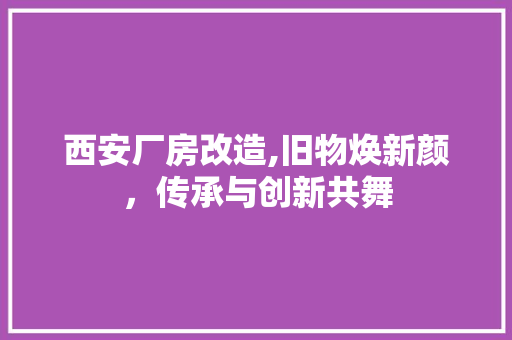 西安厂房改造,旧物焕新颜，传承与创新共舞