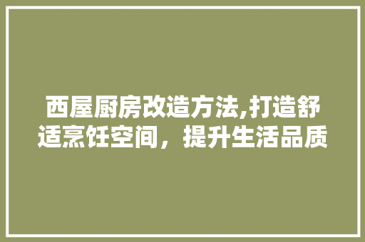 西屋厨房改造方法,打造舒适烹饪空间，提升生活品质