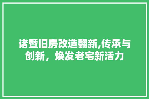 诸暨旧房改造翻新,传承与创新，焕发老宅新活力