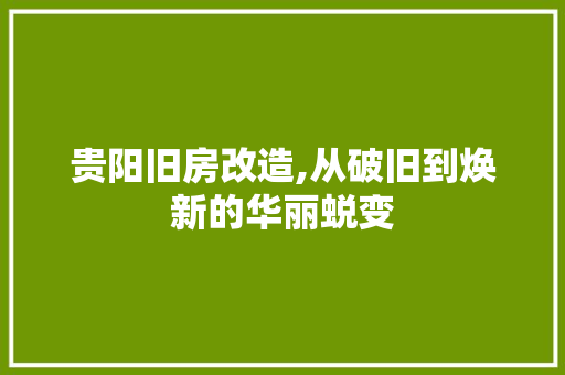 贵阳旧房改造,从破旧到焕新的华丽蜕变
