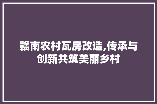 赣南农村瓦房改造,传承与创新共筑美丽乡村