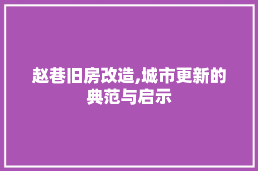 赵巷旧房改造,城市更新的典范与启示