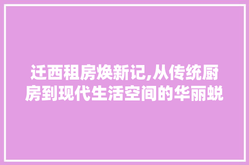 迁西租房焕新记,从传统厨房到现代生活空间的华丽蜕变