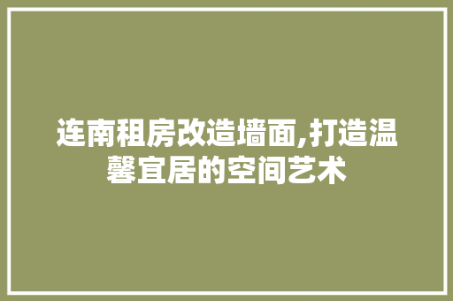 连南租房改造墙面,打造温馨宜居的空间艺术