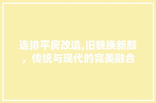 连排平房改造,旧貌换新颜，传统与现代的完美融合