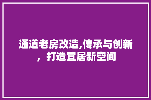 通道老房改造,传承与创新，打造宜居新空间