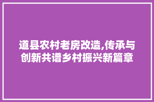 道县农村老房改造,传承与创新共谱乡村振兴新篇章
