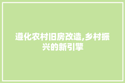 遵化农村旧房改造,乡村振兴的新引擎