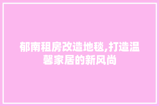 郁南租房改造地毯,打造温馨家居的新风尚