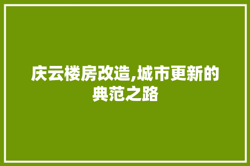 庆云楼房改造,城市更新的典范之路