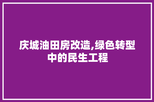 庆城油田房改造,绿色转型中的民生工程