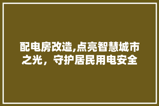 配电房改造,点亮智慧城市之光，守护居民用电安全