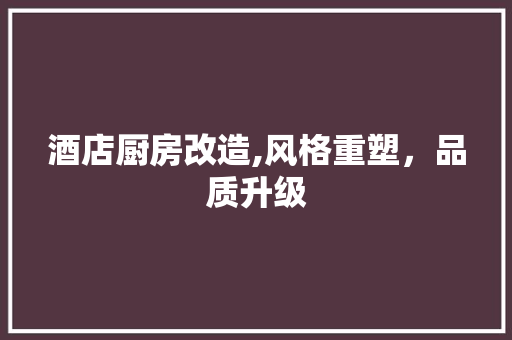 酒店厨房改造,风格重塑，品质升级