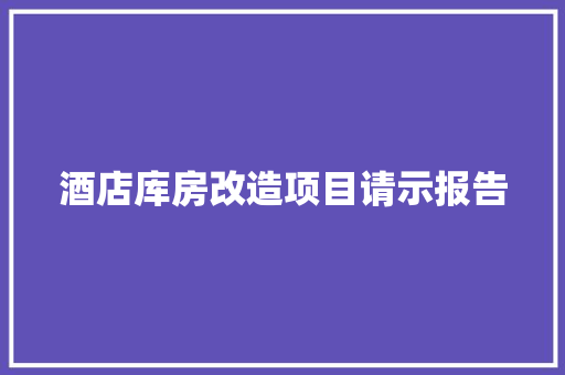 酒店库房改造项目请示报告