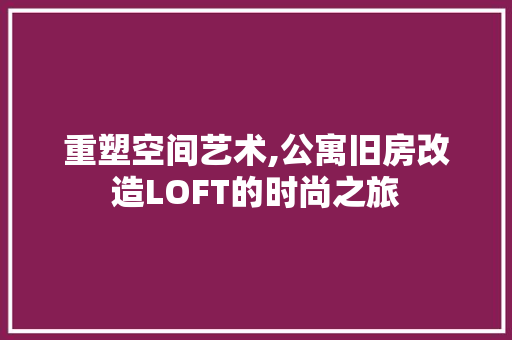重塑空间艺术,公寓旧房改造LOFT的时尚之旅
