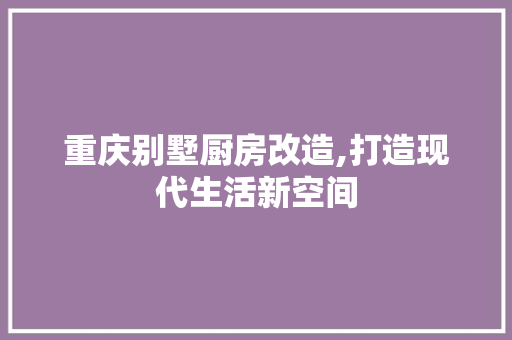 重庆别墅厨房改造,打造现代生活新空间