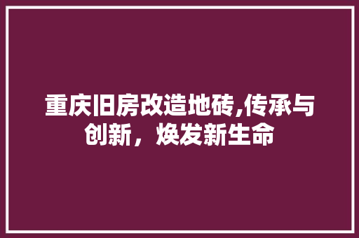 重庆旧房改造地砖,传承与创新，焕发新生命