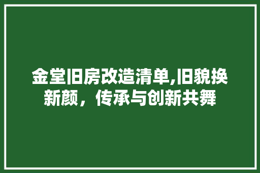 金堂旧房改造清单,旧貌换新颜，传承与创新共舞