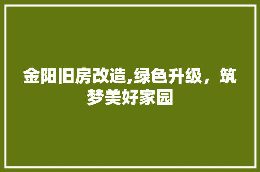 金阳旧房改造,绿色升级，筑梦美好家园