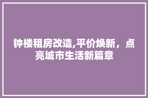 钟楼租房改造,平价焕新，点亮城市生活新篇章