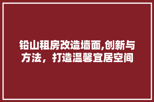 铅山租房改造墙面,创新与方法，打造温馨宜居空间