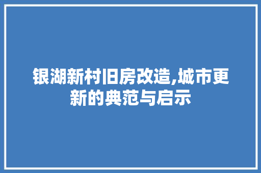 银湖新村旧房改造,城市更新的典范与启示