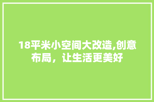 18平米小空间大改造,创意布局，让生活更美好