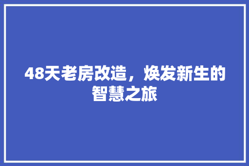 48天老房改造，焕发新生的智慧之旅