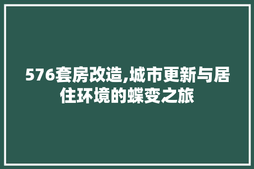 576套房改造,城市更新与居住环境的蝶变之旅