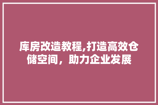 库房改造教程,打造高效仓储空间，助力企业发展