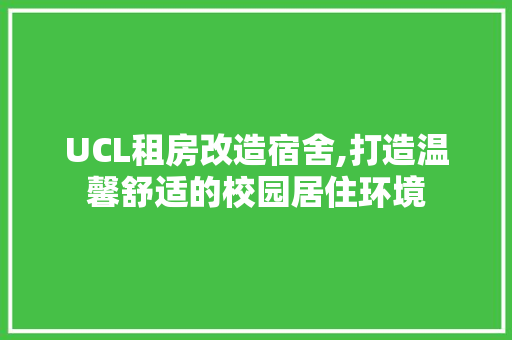 UCL租房改造宿舍,打造温馨舒适的校园居住环境