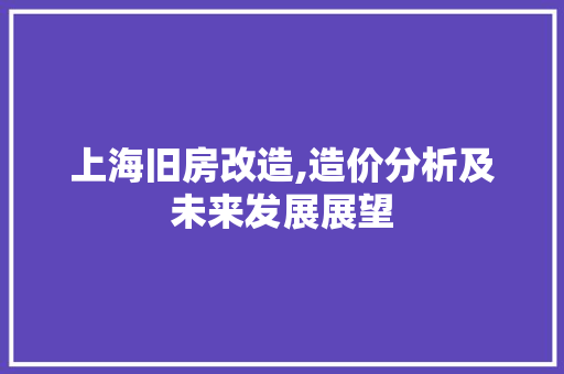 上海旧房改造,造价分析及未来发展展望
