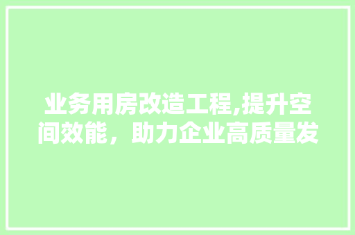 业务用房改造工程,提升空间效能，助力企业高质量发展