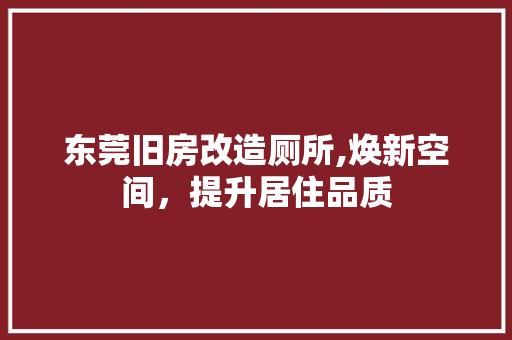 东莞旧房改造厕所,焕新空间，提升居住品质