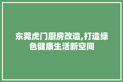 东莞虎门厨房改造,打造绿色健康生活新空间