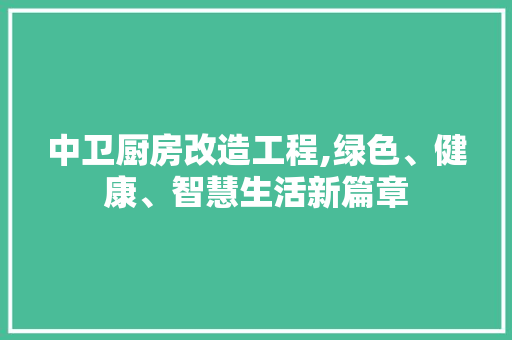 中卫厨房改造工程,绿色、健康、智慧生活新篇章