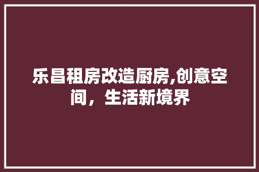 乐昌租房改造厨房,创意空间，生活新境界