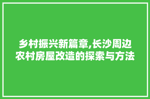 乡村振兴新篇章,长沙周边农村房屋改造的探索与方法