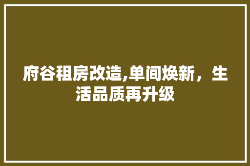 府谷租房改造,单间焕新，生活品质再升级