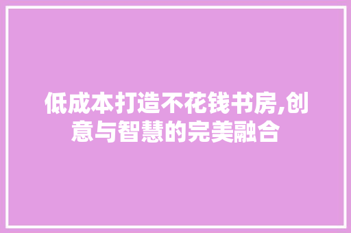 低成本打造不花钱书房,创意与智慧的完美融合