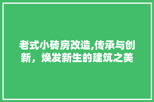 老式小砖房改造,传承与创新，焕发新生的建筑之美