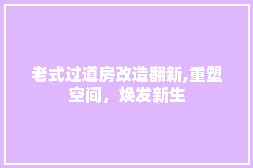 老式过道房改造翻新,重塑空间，焕发新生