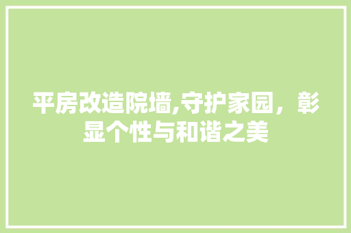 平房改造院墙,守护家园，彰显个性与和谐之美