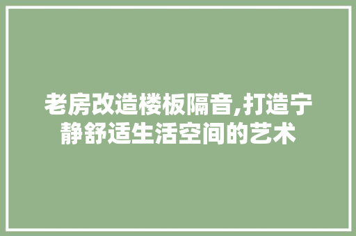 老房改造楼板隔音,打造宁静舒适生活空间的艺术