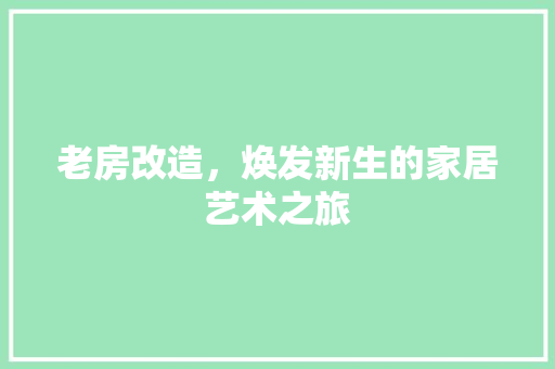 老房改造，焕发新生的家居艺术之旅