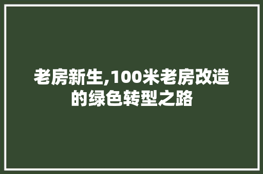 老房新生,100米老房改造的绿色转型之路